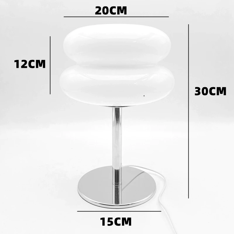 Lampe de table annulaire Bauhaus, lampe d'art antique vintage pour chevet, lumière ambiante de style ins avec base en métal et décoration en verre