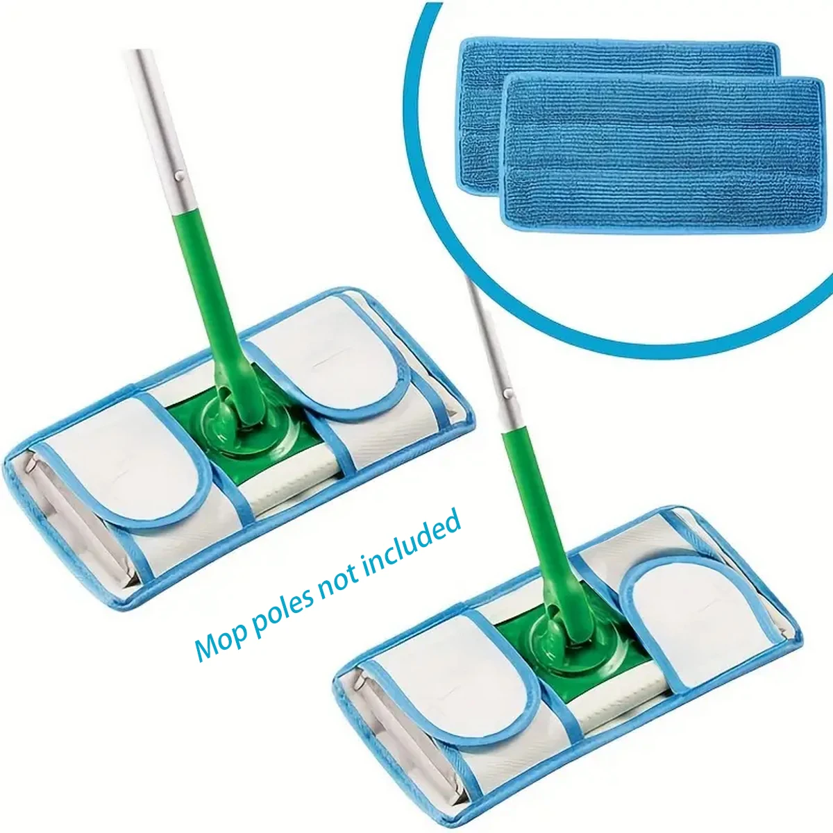 Almofada de esfregão reutilizável para esfregão, recarga de almofada de esfregão de microfibra de 11*5.7 polegadas lavável para limpeza de rodapé de piso duro, almofada de limpeza úmida/seca