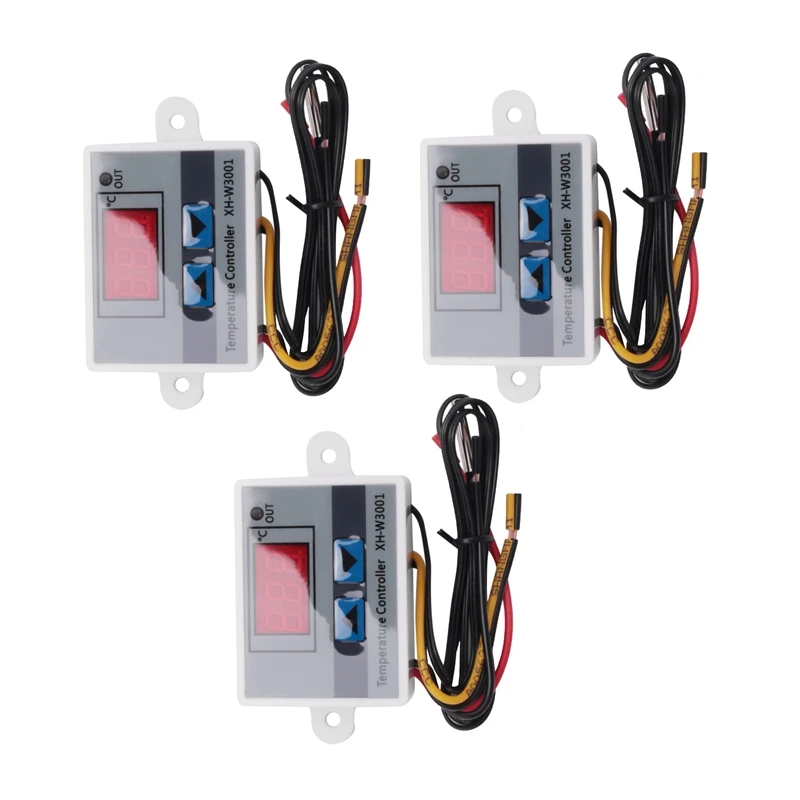 NEW-3Pcs XH-W3001 Digital LED Temperature Controller Module Digital Thermostat Switch Electronic Thermostat (12V 10A 120W)