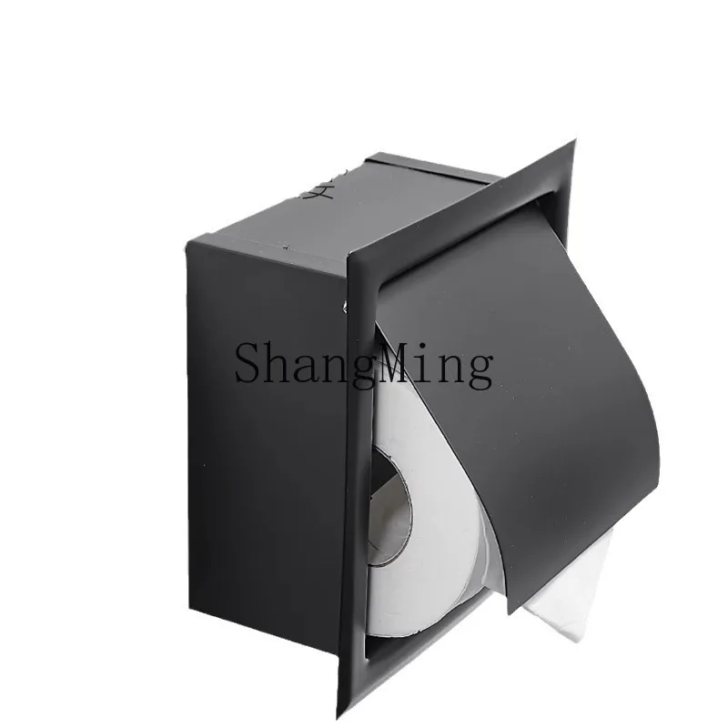 DSA Black Tissue Box Stainless Steel Recessed Toilet Paper Holder is suitable for hotel home in-wall roll paper holder  hanging
