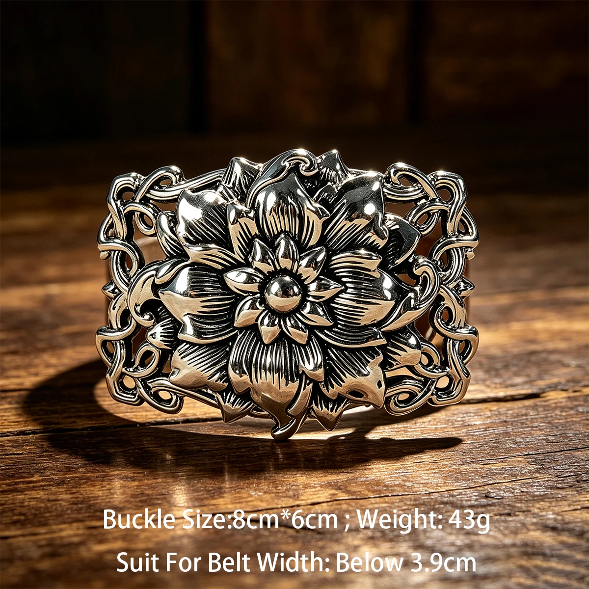 Buckleclub zinc alloy retro Rhinestone flower belt buckle for 3.6cm-4cm width belt Elegant Women's Belt Western Cowboy Buckle
