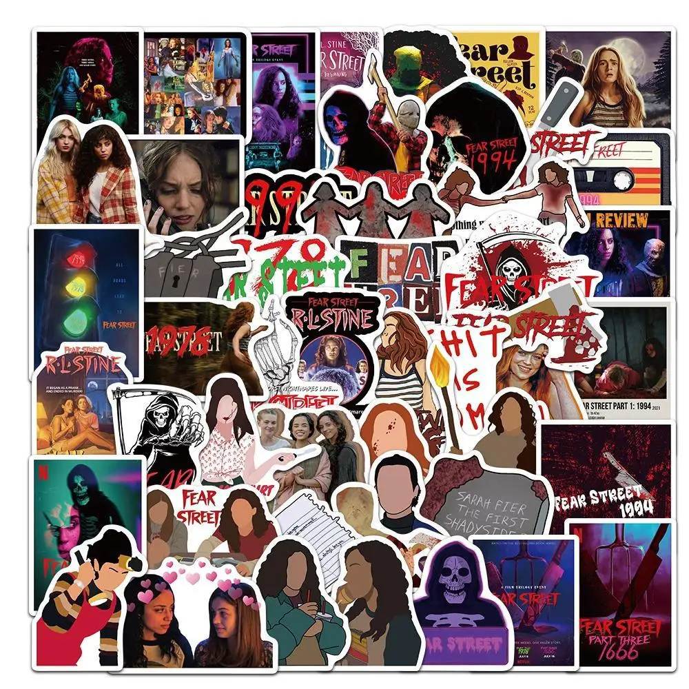50Pcs Mixed Horror Film Fear Street Stickers for DIY Phone Motorcycle Helmet Scrapbooking Laptop Suitcase Skateboard