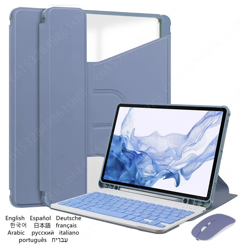 For Samsung Galaxy Tab S9 FE Plus Case with Keyboard 360 Rotation Teclado Funda for Galaxy Tab S9 FE+ 12.4 S Pencil Holder Cover