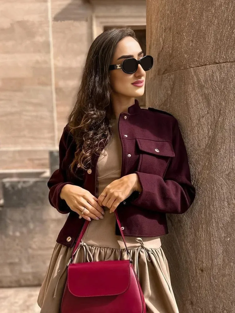Women's Autumn Winter Jacket Casual Coats O-Neck Long Sleeves Pockets Buttons Single Breasted Women New Jackets Clothes Female