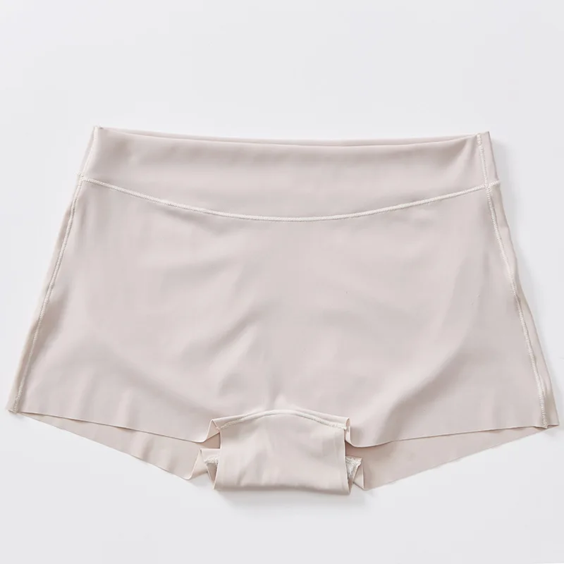 Pantalones cortos de seguridad de fondo grande para mujer, ropa interior de seda de hielo sin costuras para Yoga, Verano