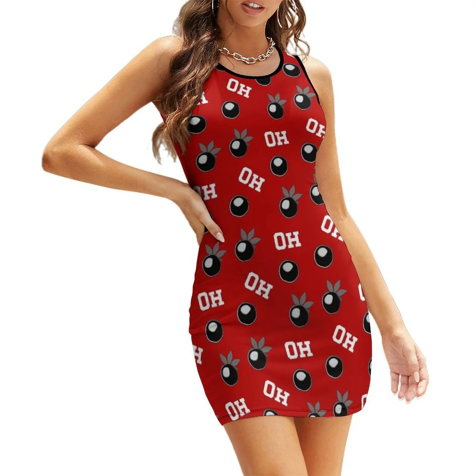 

Black and White Buckeye Pattern Sleeveless Sundress dresses for women women's fashion dresses Bride dresses