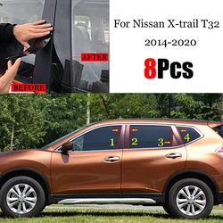 For Nissan X-trail Xtrail T32 2014 15 16 17 2018 2019 2020 Car Door Window Middle Column Trim Protection PC Black Strip Sticker