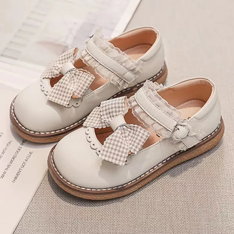 real photos Crystal bow children's shoes 2024 spring and autumn fashion single shoes simple sequins stars girls princess shoes