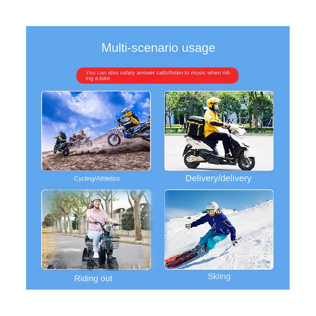 

Bluetooth-гарнитура Z18 для мотоциклетного шлема с шумоподавлением, IP67, 1100 мА · ч