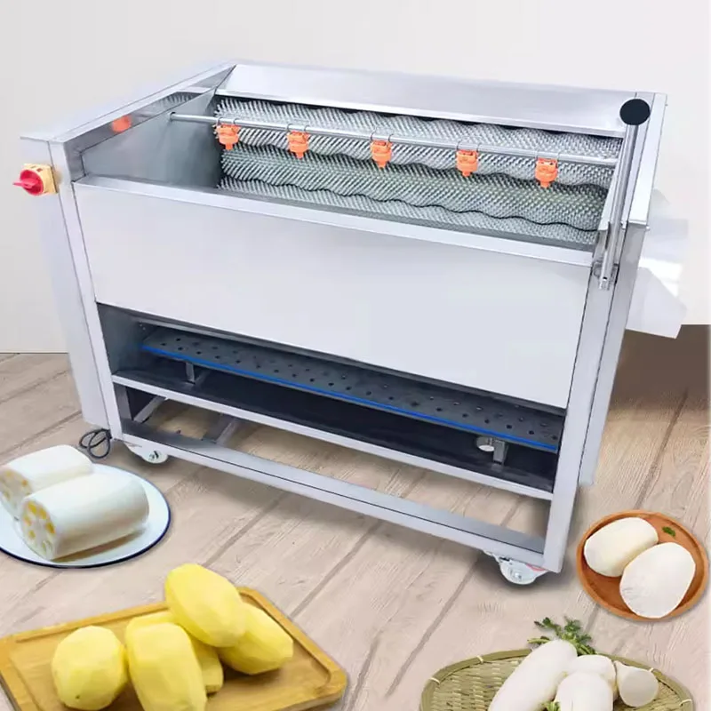 Commercial Brush Roller Vegetable Washing Peeling Machine Stainless Steel Potato Carrot Ginger Radish Cleaner Peeler(customized)