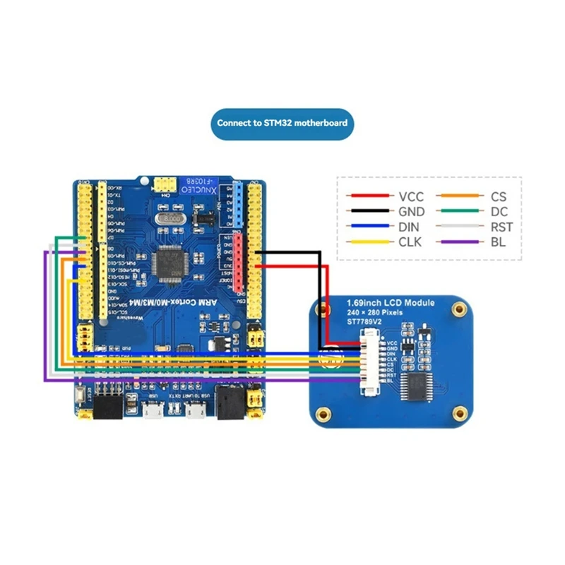 B50B-1.69 polegadas IPS Color LCD Display 240 X 280 Resolução SPI Interface 262K Tela colorida