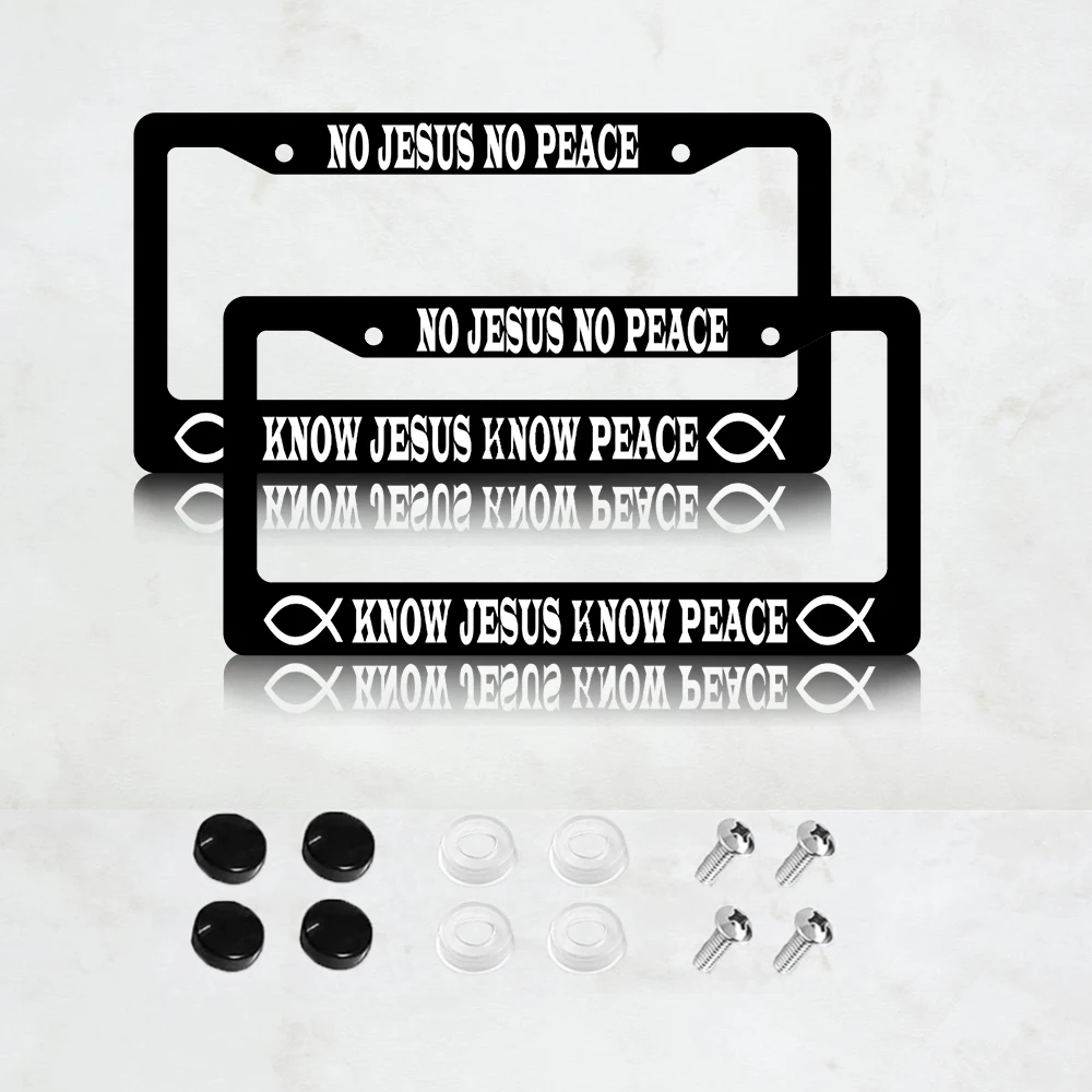 

2 шт. Металлическая рамка для номерного знака «Без Иисуса — нет мира. Знай Иисуса, знай мир». Прочная рамка для номерного знака/автомобильные аксессуары.