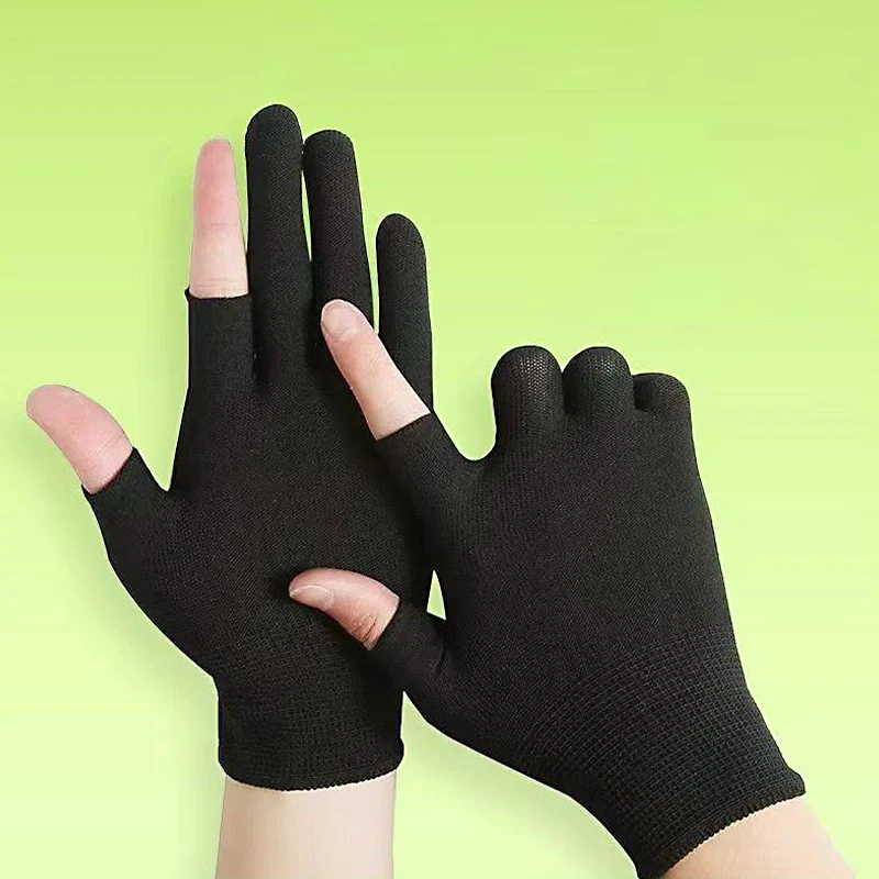 1pair Gloves Two Finger And Five Finger Nylon Gloves For Protective Women's Work Gloves