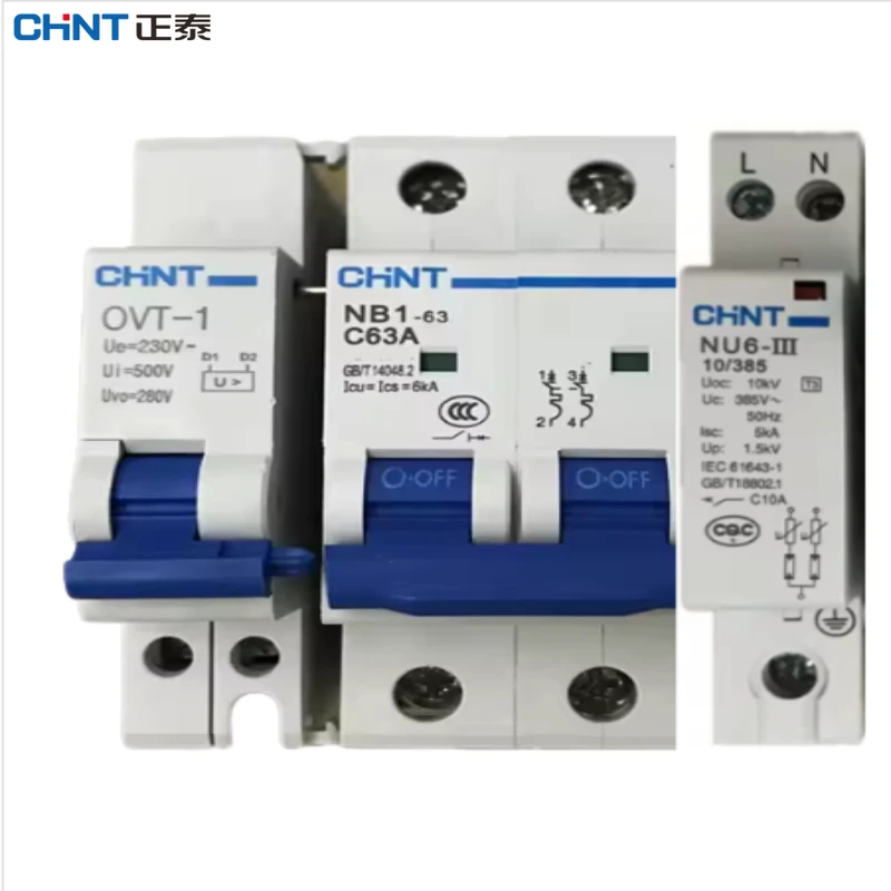 

CHINT OVT-1 NB1-63 NU6-III 2P Permanent Transient Surge Protector Sobretensiónes transitorio y permanente monofásico MCB 10A 16A