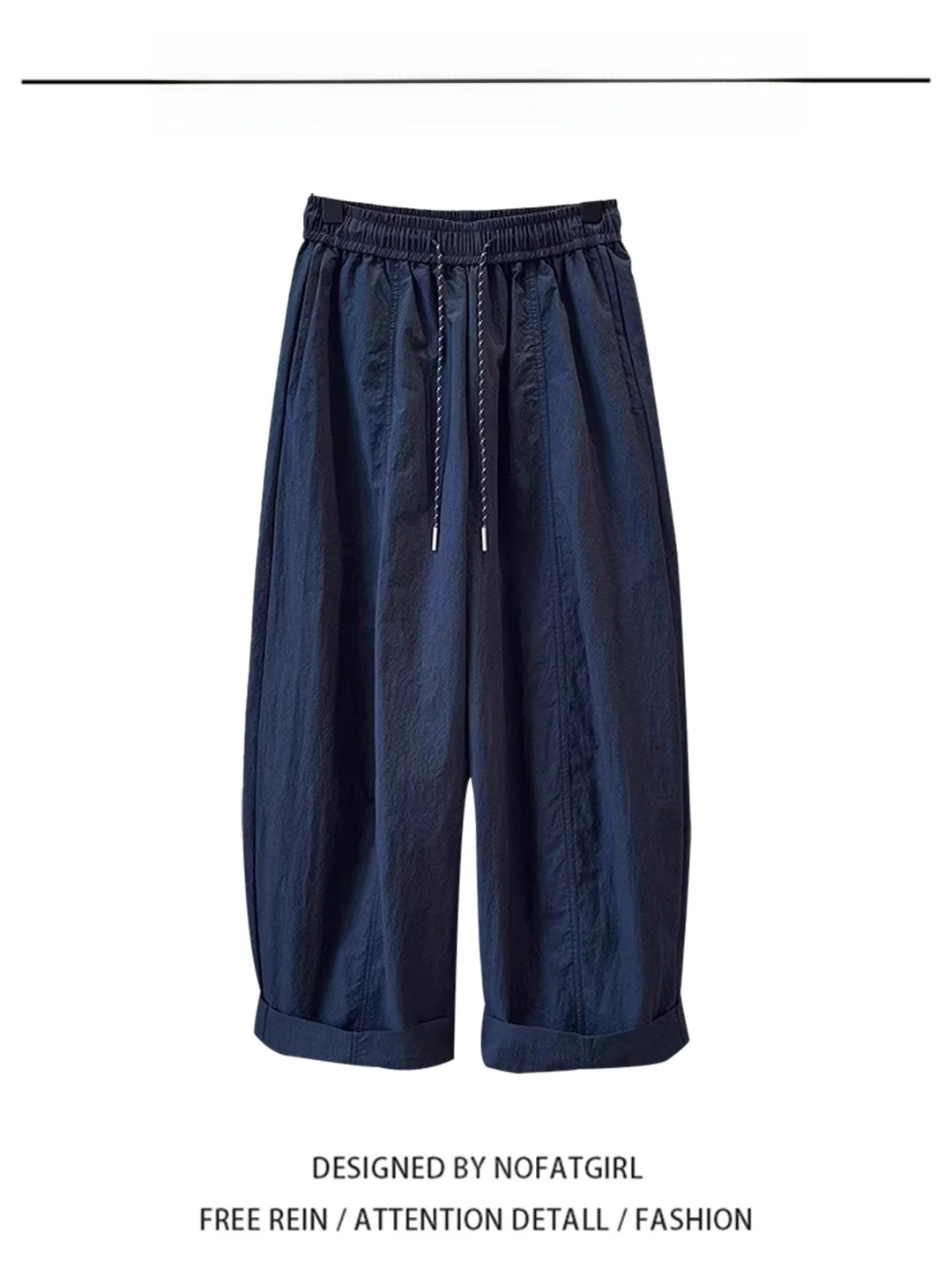 

Slimming Blue Casual Pants for Pear Shaped Women High Waist Straight Leg Loose Fit Spring Summer Autumn Fashion plus Size
