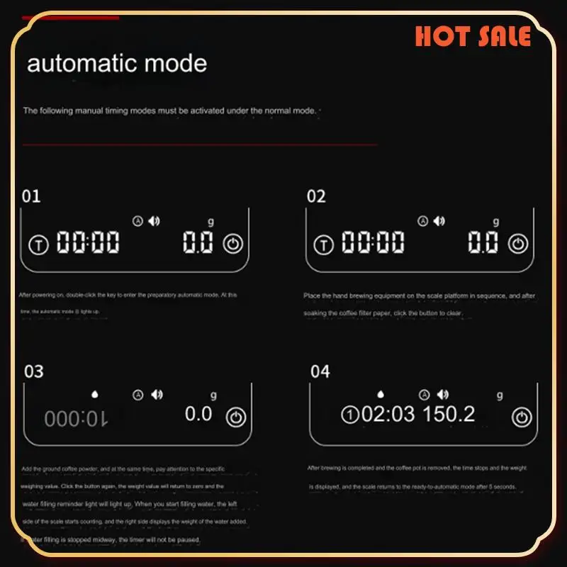 ABFA Coffee Scale , 0.1G Precise Graduation, Portable Pocket Scale Multi-Function Timing Kitchen Scale