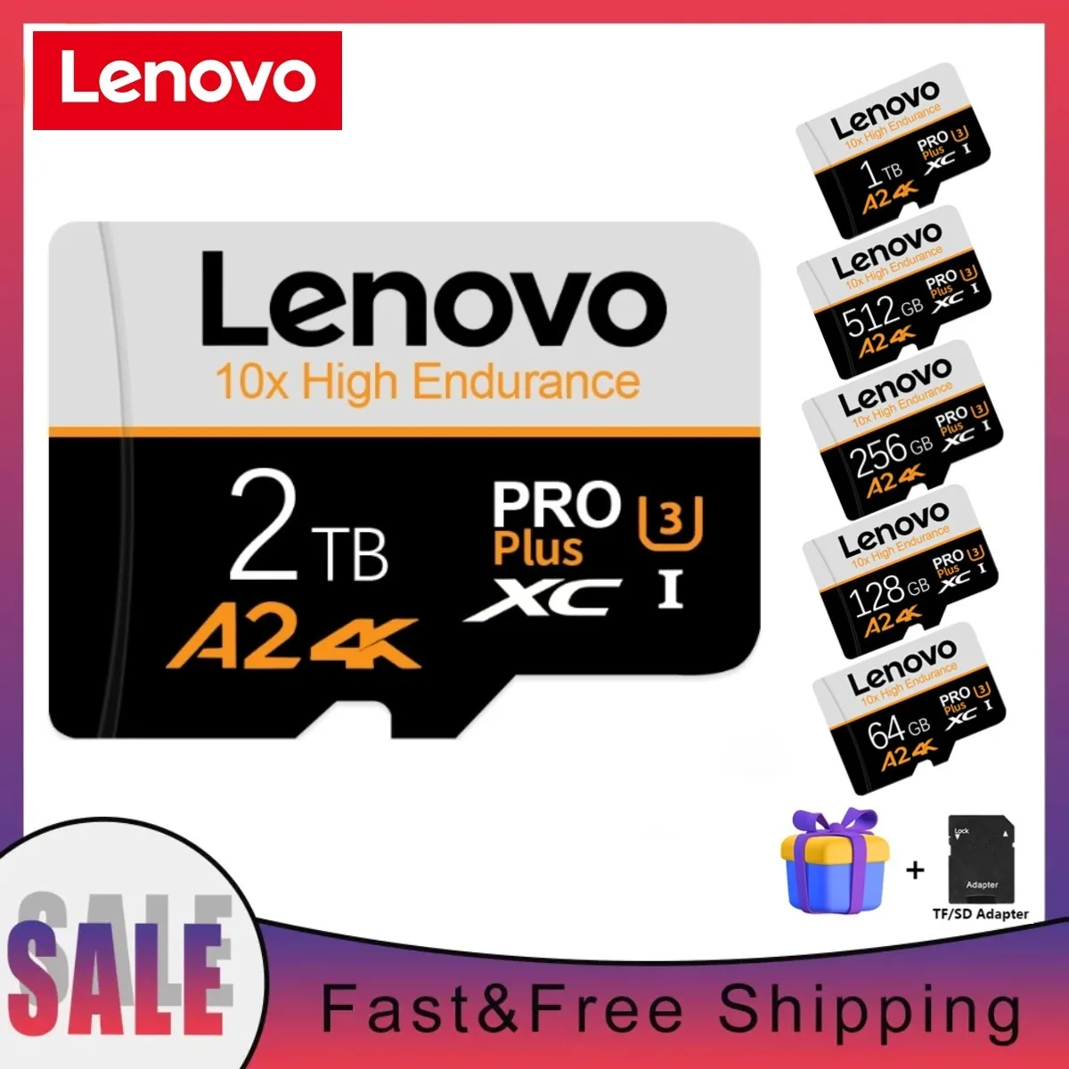 Lenovo Memory Card 128GB 2TB 1TB 512GB 256GB Micro TF SD Card V60 High Speed Cameracartão De Memória For Phone Camera Switch PC