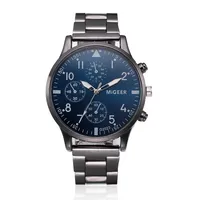 Migeer Luxury Fashion Black Watches Men Sports Watches Stainless Steel Quartz Wristwatches Men Relogio Masculino Reloj Hombre