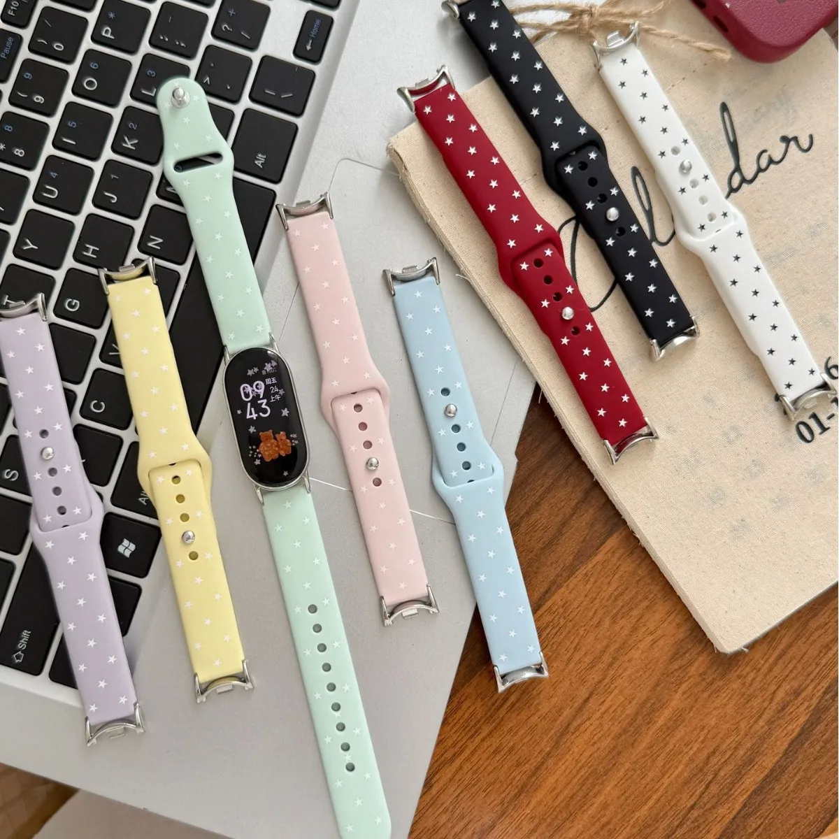 18 20 22mm Sweet Casual Printed Silicone Wristband for Samsung Galaxy Watch7 6 5 4 FE Polka‑Dot Star Soft Sport Strap for Garmin
