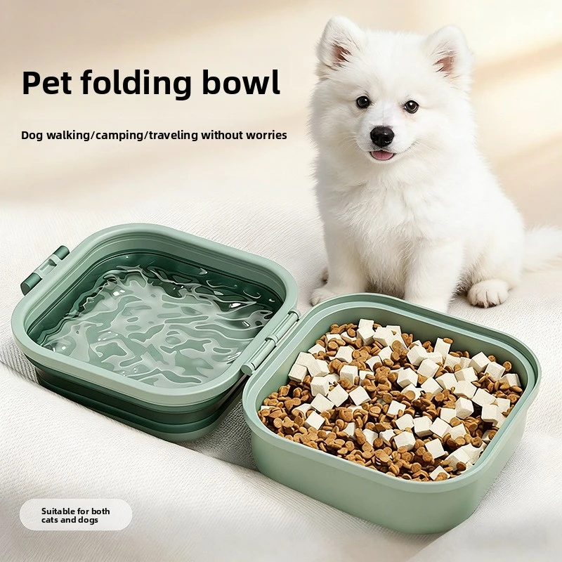 

2-in-1 Portable Pet Bowl Set - Collapsible Silicone Cup & Food Container for Dogs/Cats, for Travel & Outdoor Walking