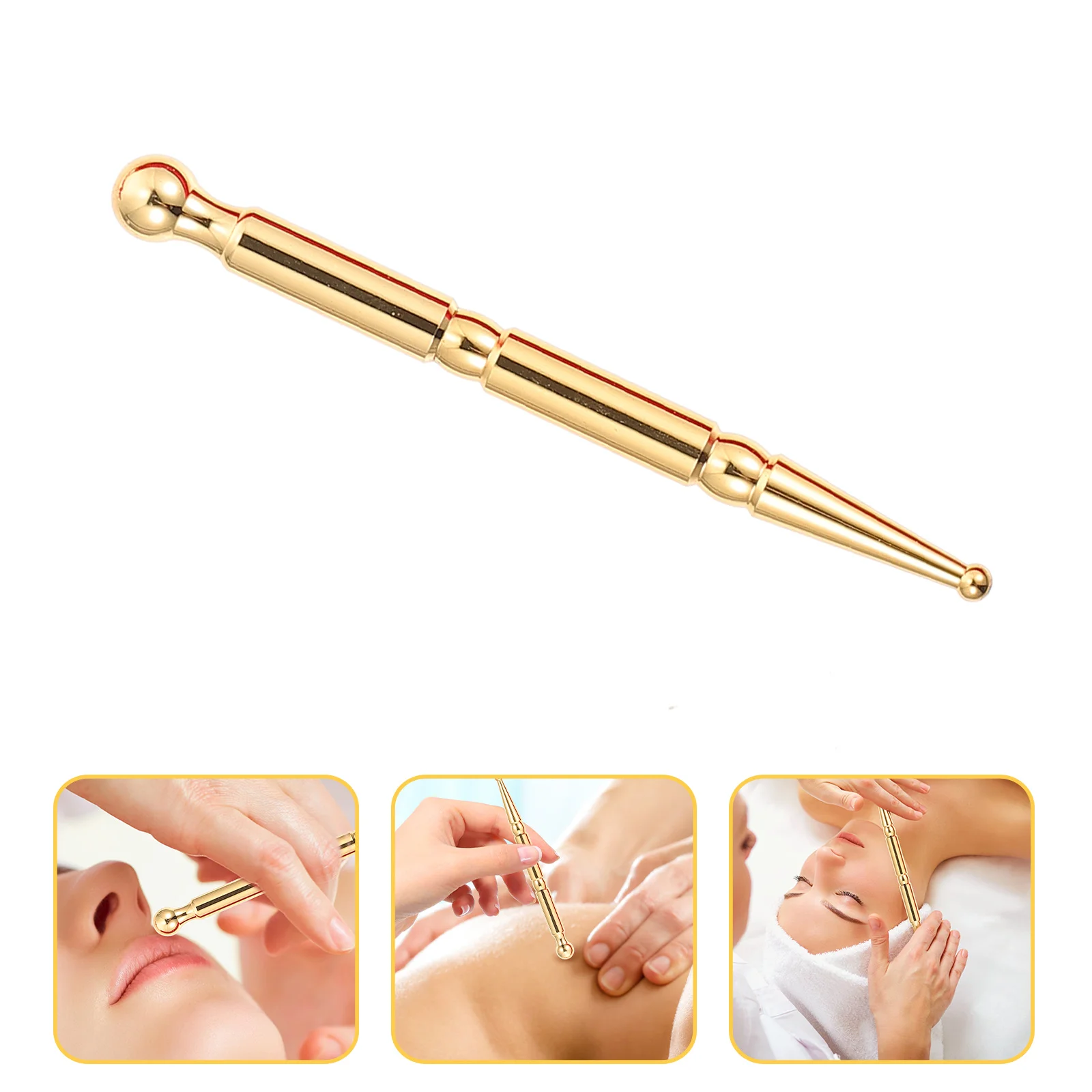 Body Massager Acupuncture Pen Brass Acupoint Stick Manual Face Skin Acupotheracane Yellow Rod Trigger