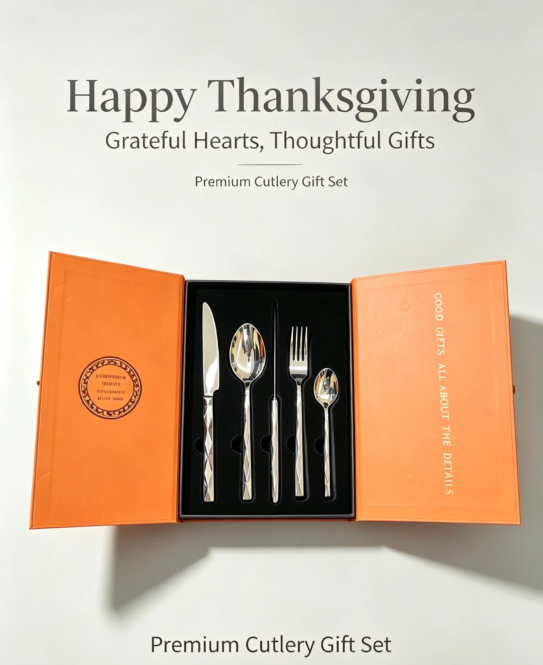 Diamond Shape Handle Cutlery Set,304&420 Stainless Steel,Thanksgiving Gift Box Tableware for Dinner Party