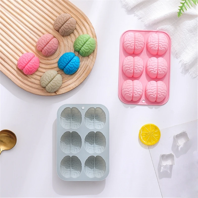 2pcs 6 Cavity Brains Silicone Molds Cake Decorating Tool Fondant Chocolate Mould Dropsale