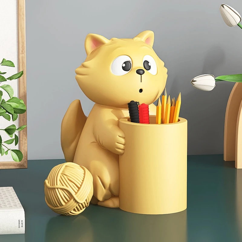 Creative Cat Pen Holder, Practical Office Desk Storage, Home Decoration, Children's Room, Desktop Decoration, Birthday Gift