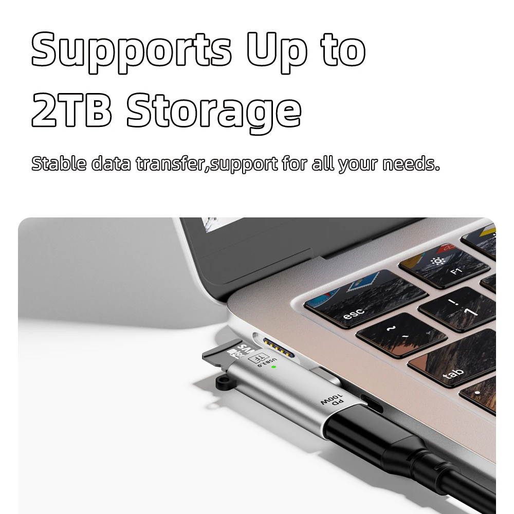 Type C to USB C/TF Card 2-in-1 Adapter 100W Fast Charging Type C Card Reader High Speed Transfer for PC Laptop Accessories