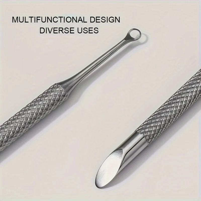 Stainless Steel Cuticle Pusher Dead Skin Remover Heavy-Duty Multifunctional with Ergonomic Handle for Home Salon Precision Care