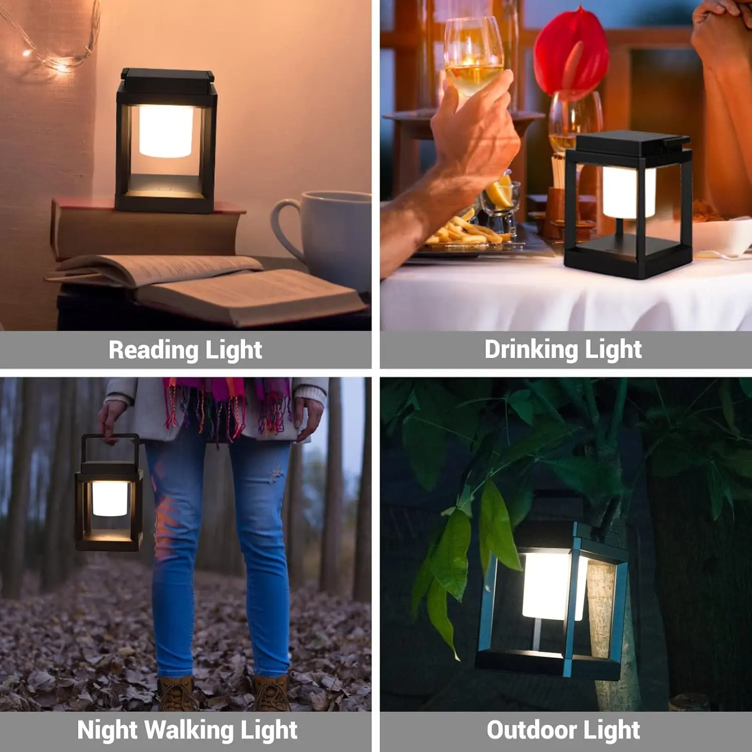 Outdoor Table Lamp Solar Lanterns Light LED Nightstand Lantern Portable Rechargeable Hanging Waterproof Solar Lamp for Patio