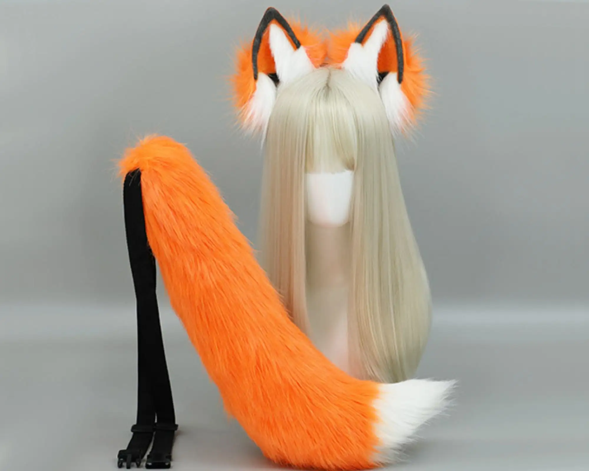 Fox ears Cosplay anime headdress, cat ears headband, kitten ears, anime ears, role play, Halloween, orange fox ears and tail