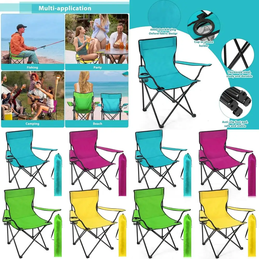 

Portable Folding Camping Chairs with Cup Holder, Carry Bag, and Side Pocket for Outdoor Activities