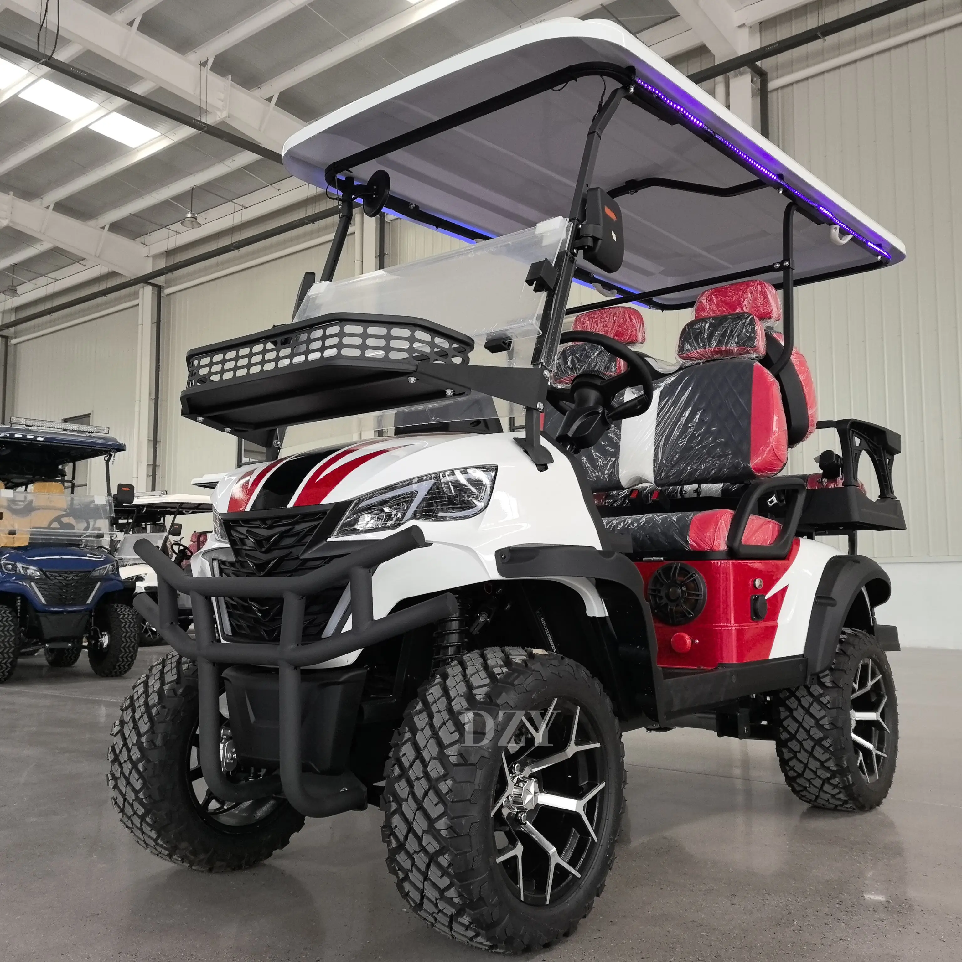 Customizable Colors 6 Seater Electric Hunting Golf Cart with 72V Powerful Motor for Community Shuttle