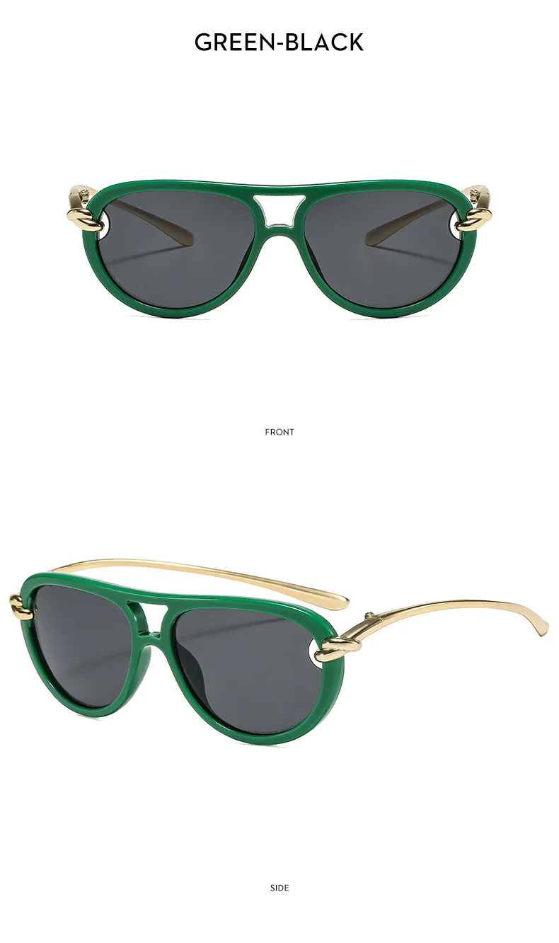 Mode Knoten Doppel Strahl Pilot Sonnenbrille Luxus Marke frauen Personalisierte Sonnenbrille Outdoor Straße Casual Einfache Sonnenbrille – Detail 15