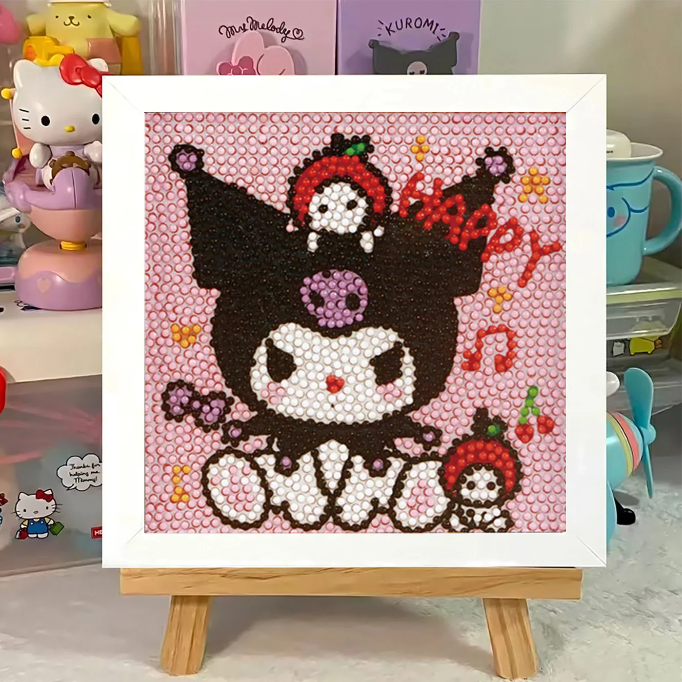 

Sanrio Cartoon Crystal Diamond Desktop Decoration Painting Handmade DIY Cross Embroidery Frame Kit Kuromi Couple Birthday Gift