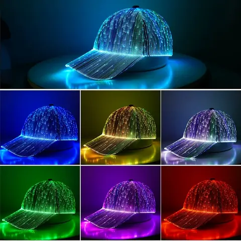 LED Light Up Baseball Hat Flashing Glow Rave Party Cap Luminous Hat for Women Men Hip-hop Club Purim Festival Parade Supplies