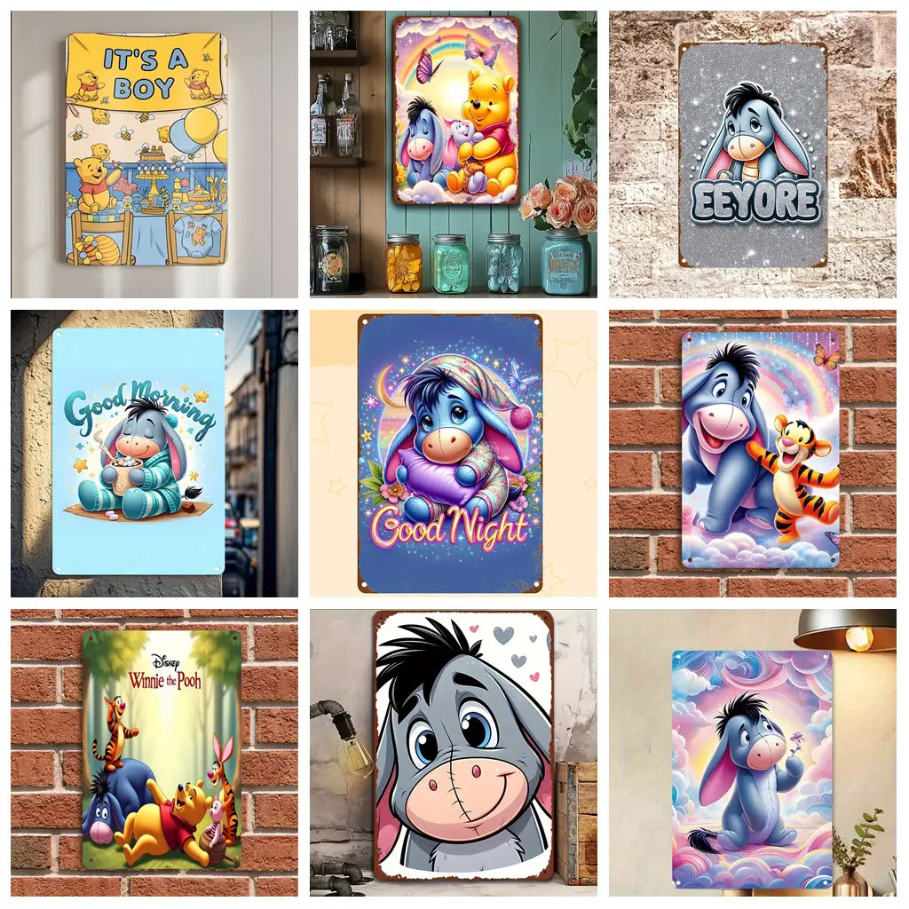 

Miniso Disney Winnie the Pooh and Eeyore Tin Decor Metal Signs Tin Signs Captain Poster Decor for Bar Pub Club Wall Decoration