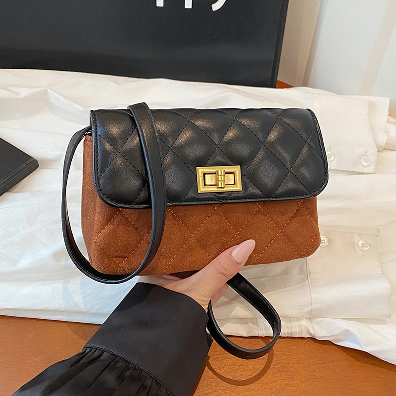 새로운 가죽 소형 사각 가방, 우아한 체인 스트랩 크로스백, 패셔너블한 핸드헬드 지갑, 여성용 숄더백