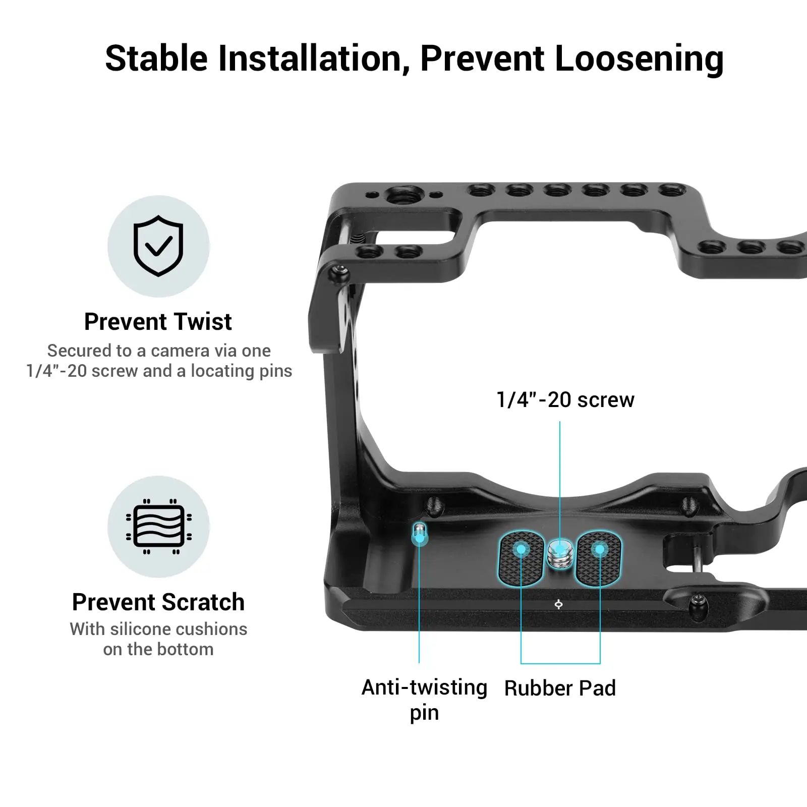 SmallRig Camera Cage for Canon EOS RP Form-fitting Cage With 1/4’’-20 & 3/8’’-16 Threaded Holes and ARRI Locating Holes- 2332