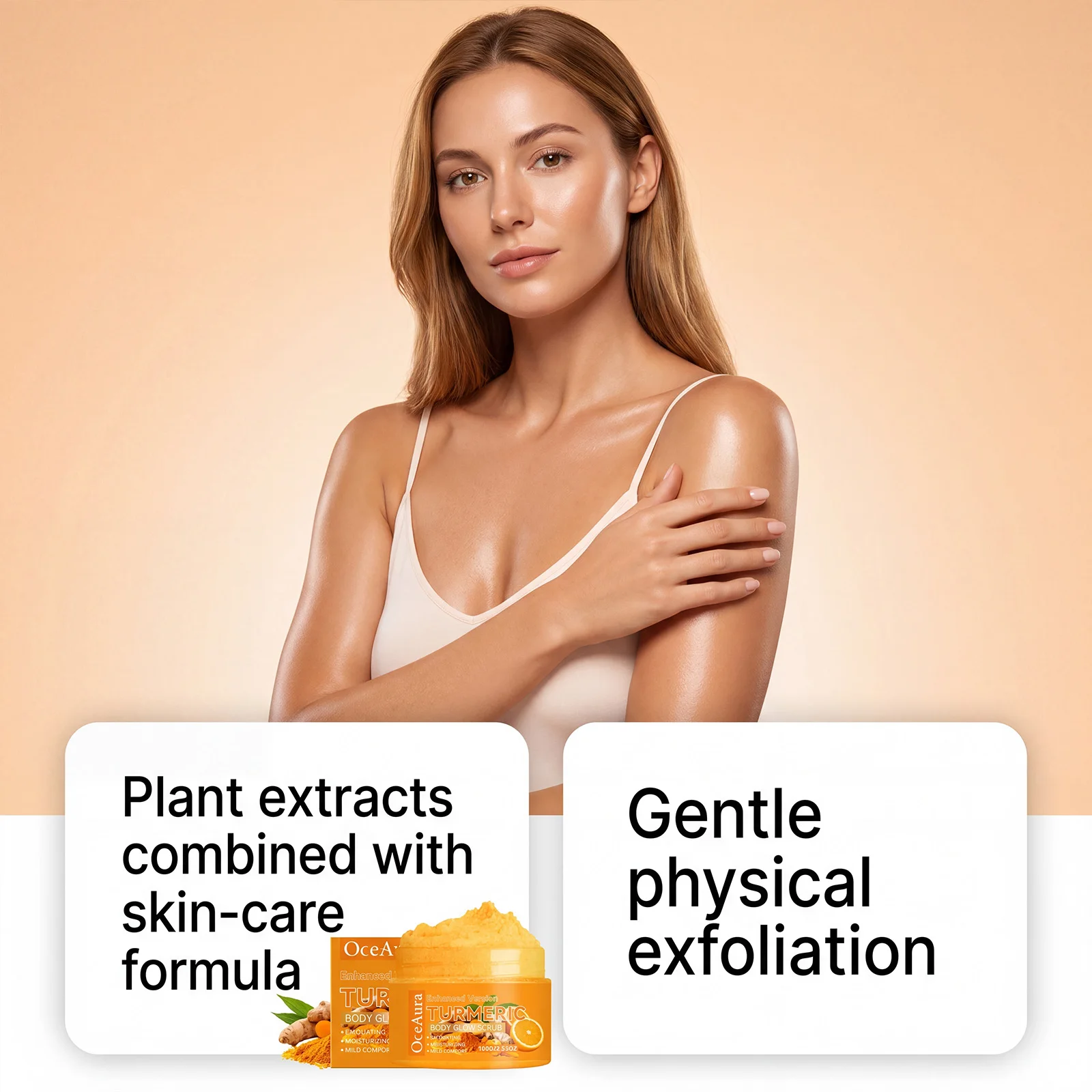 Enhanced Brightening Turmeric Body Scrub Moisturizing Smooth Boost Glow Shower Exfoliating Cream Hydrating Anti-Dull Body Scrub view 2