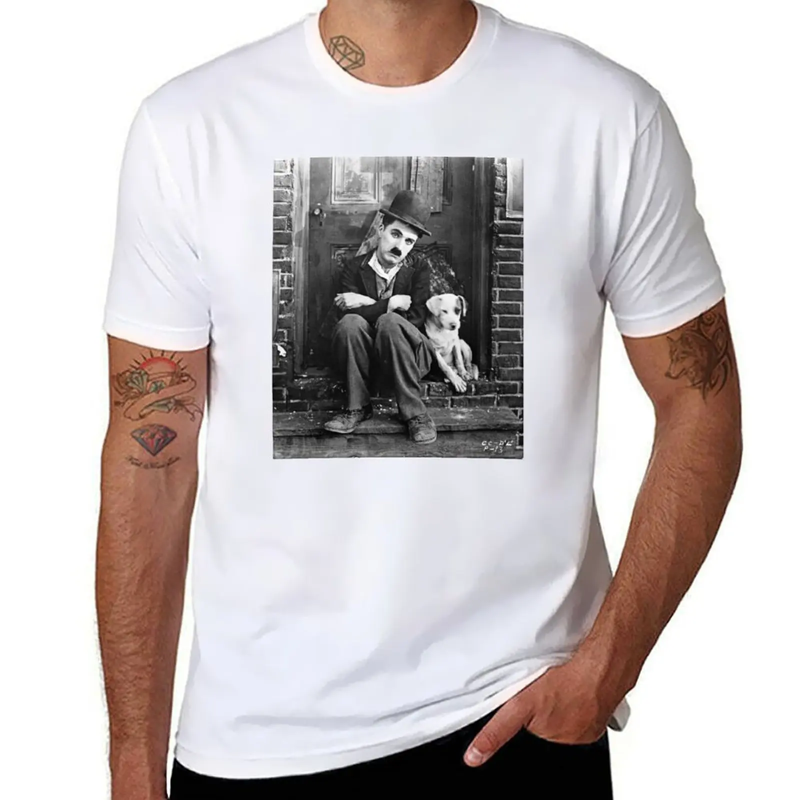 

Chaplin A Dog's Life Charlie T-Shirt Casual Basic Short Sleeve T-Shirt