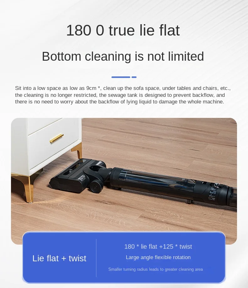 Household flat lying smart washing suction and drag integrated multi-function hot drying sweeping mite removal vacuum cleaner