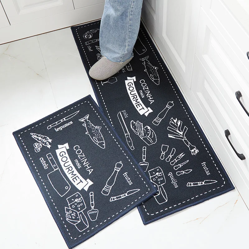 Kitchen Mat Carpets Set,Water and Oil Absorbent Cartoon Printed,Anti-skid Floor Rugs,Hallway Doormat,Long, 40x60 cm,40x120cm