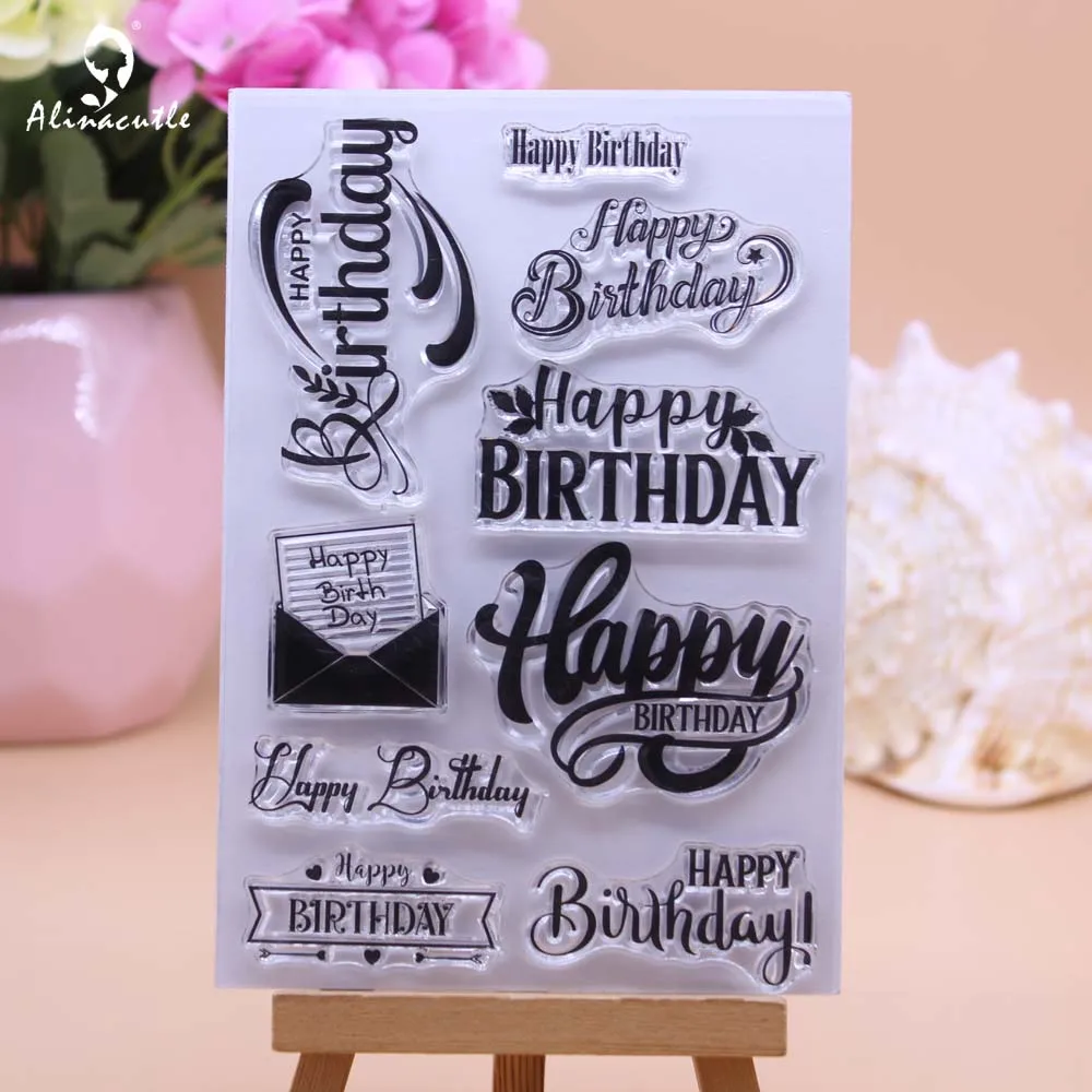 Alinacutle CLEAR STAMPS Birthday Wishes Scrapbooking Handmade Card Album Paper Craft Rubber Transparent Silicon Stamp