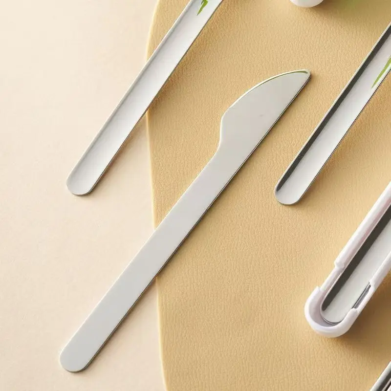 مجموعة أدوات المائدة المحمولة مع صندوق تخزين التخييم السفر في الهواء الطلق أواني الطعام الفولاذ المقاوم للصدأ سكين ملعقة شوكة عيد الميلاد