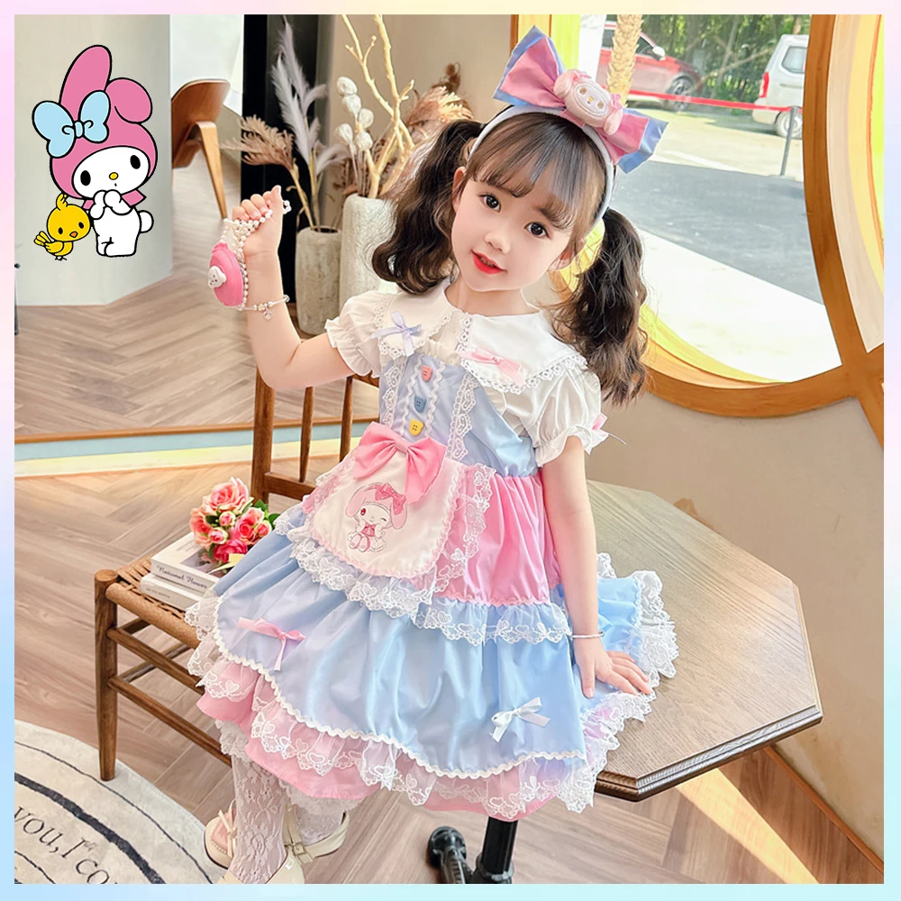 

Anime Girls Lolita Summer Dress Sanrios My Melody Kawaii Cartoon Role Playing Princess Dresses Sweet Tutu Kids Sweet Party Dress