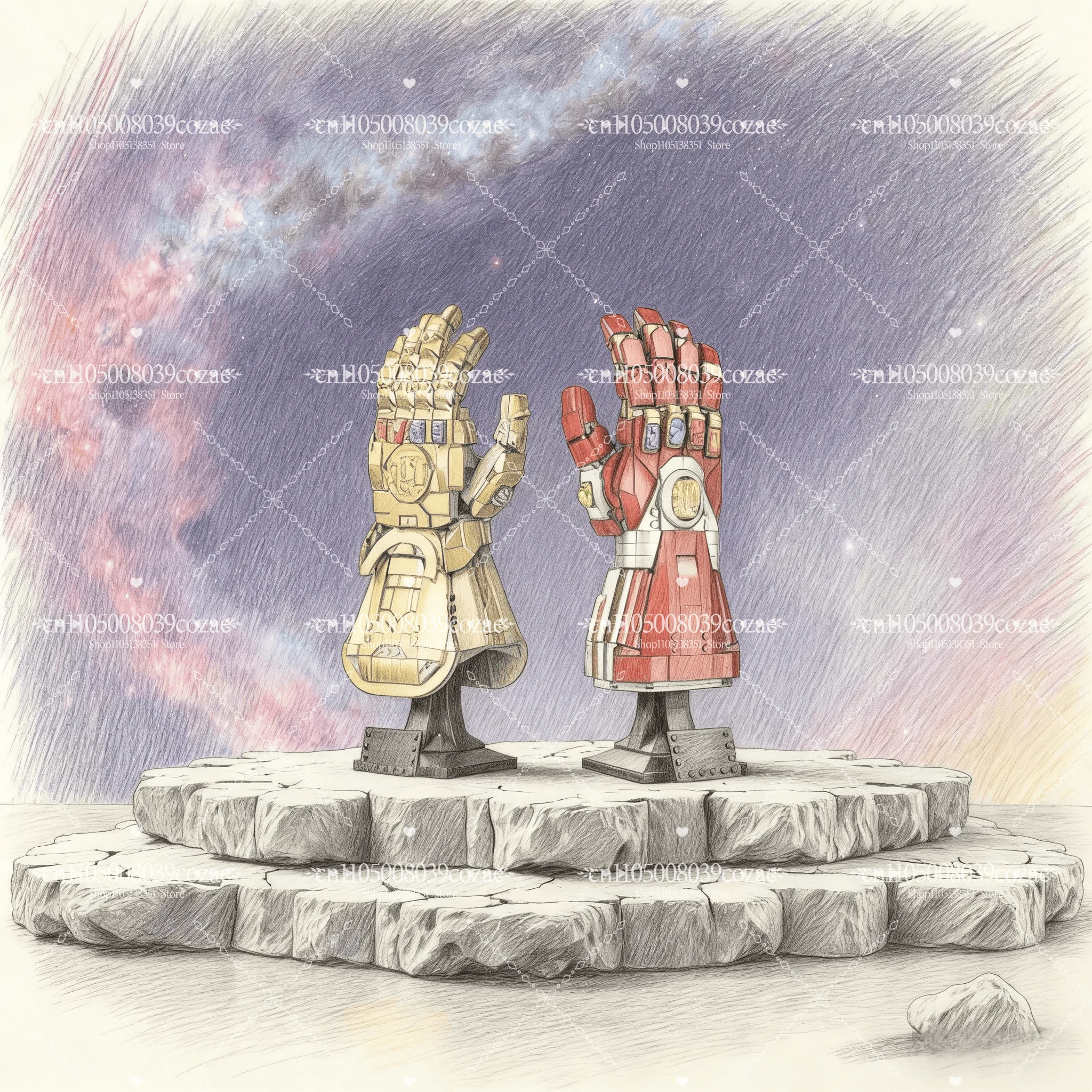 

590 шт. MOC бесконечные рукавицы желтый и красный палец для мальчиков в сборе образовательные строительные блоки игрушки Рождественский подарок