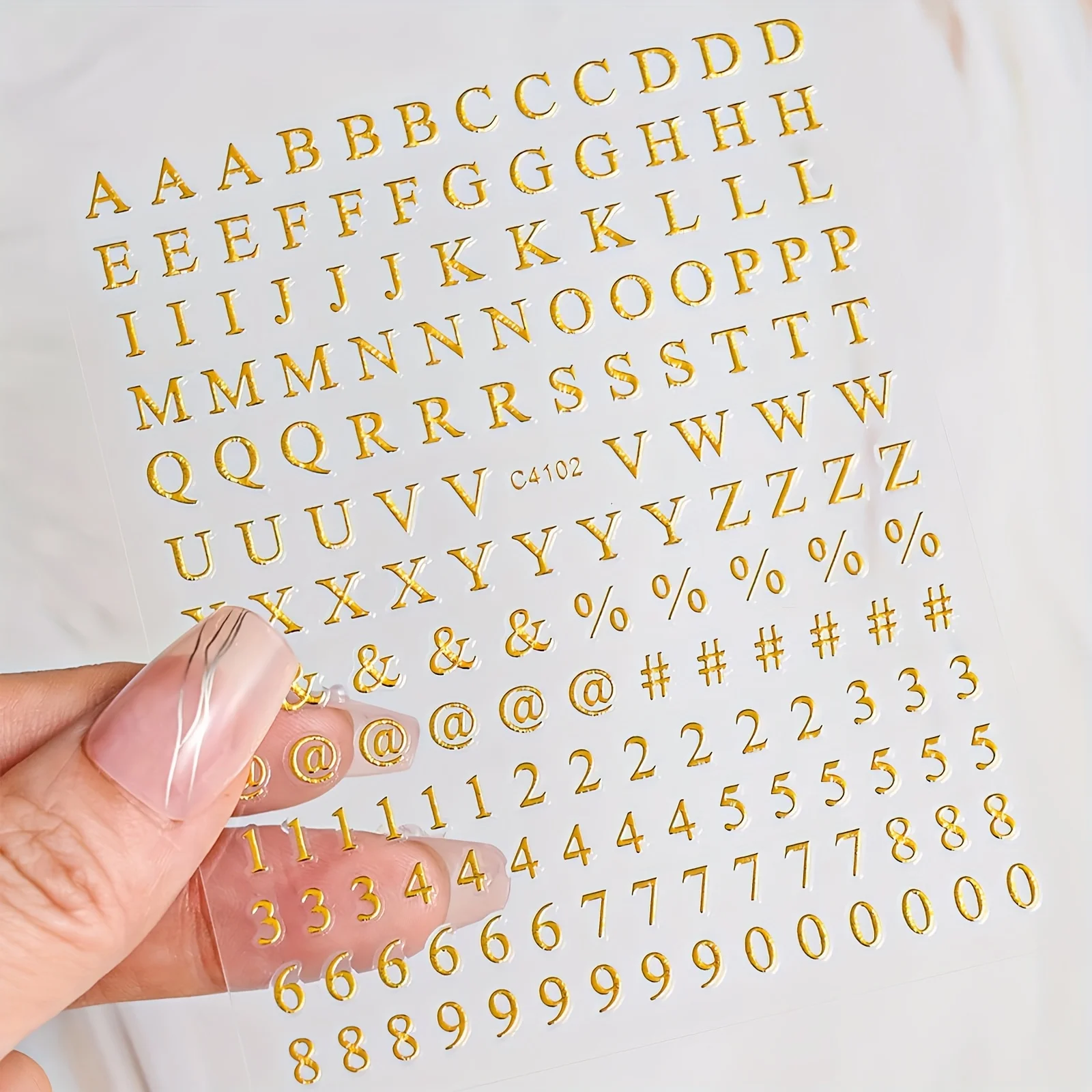 8 Sheets Letters Nail Art Stickers Number Nail Decals Self-Adhesive Luxury Gold Silver English Alphabet Nail Sticker Black White