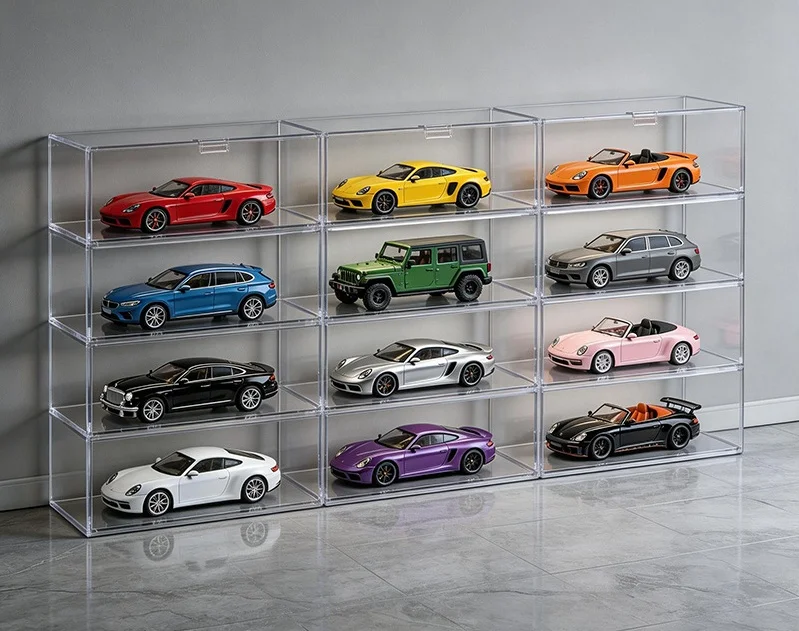 Car Display Case Acrylic 12/24 Pcs Hot Diecast Model 1/24 Nascar Wheels Toy Cabinet  Car Model Storage Display Box